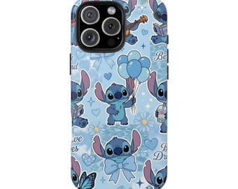 Blue Stitch Character iPhone Case | Positive Vibes Sky Blue Phone Cover