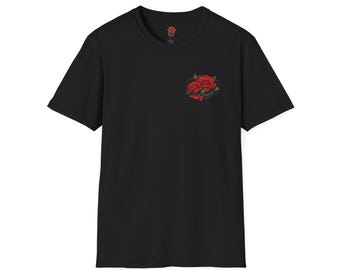 Gothic Roses T-Shirt | Chest Red Roses, Back Emblem, Resilience Tee