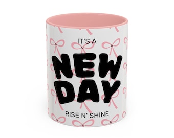 Accent Color Ceramic Mug, Glossy White Exterior, Contrasting Handle (11oz or 15oz)
