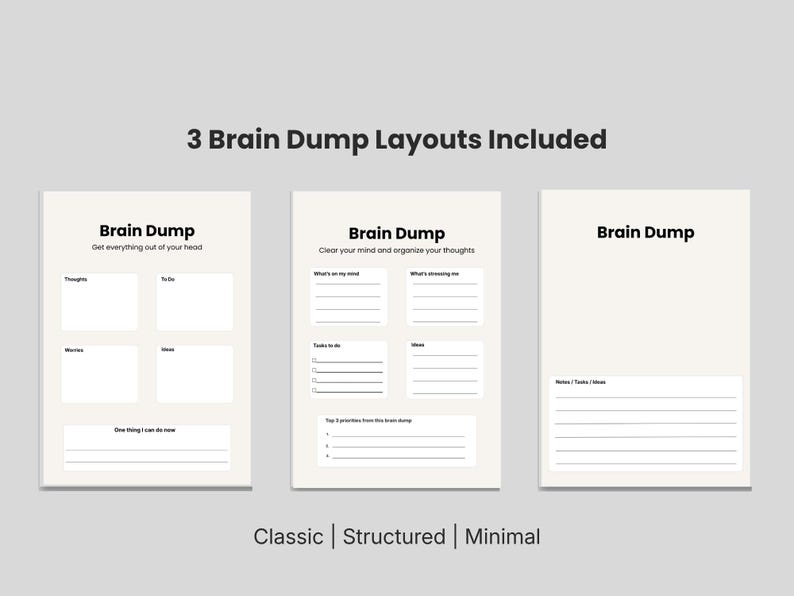 ADHD Brain Dump Planner, Overwhelm Reset, Mental Clarity Worksheet ...