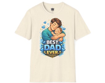 Graphic Tee: Father Child Hugging Design, 100% Cotton (Colonna Studio)