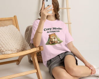 Cozy Mode Activated T-Shirt / Cute Bear and Bunny Shirt / Cottagecore Tee / Hygge Gift / Cozy Animal Graphic Tee / Colonna Studio