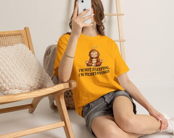 I'm Not Sleeping I'm Meditating T-Shirt / Funny Meditation Monkey Shirt / Yoga Humor Tee / Mindfulness Gift / Colonna Studio