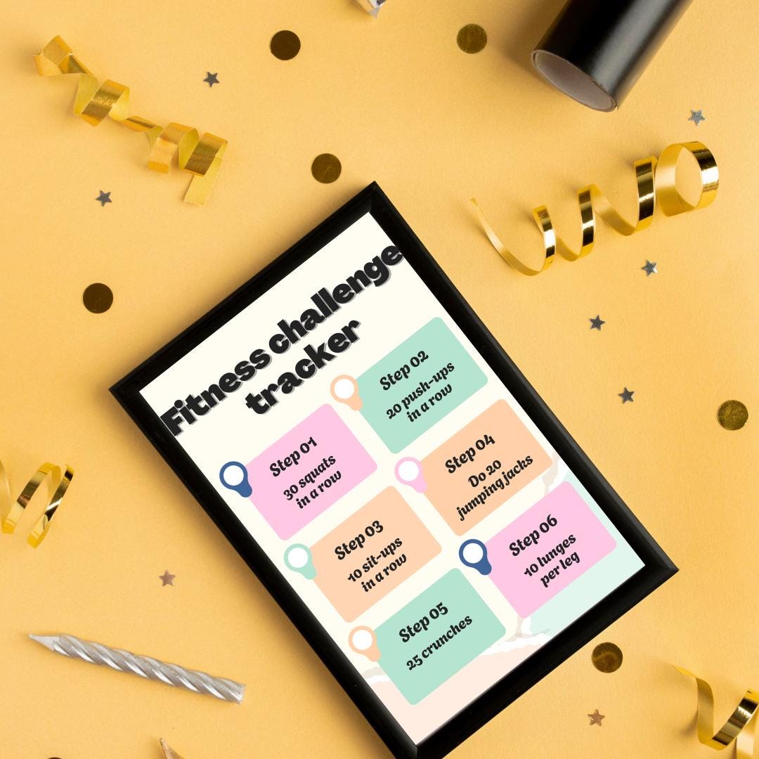 Fitness Challenge Log, Daily Habit Tracker, Editable Template, Instant ...