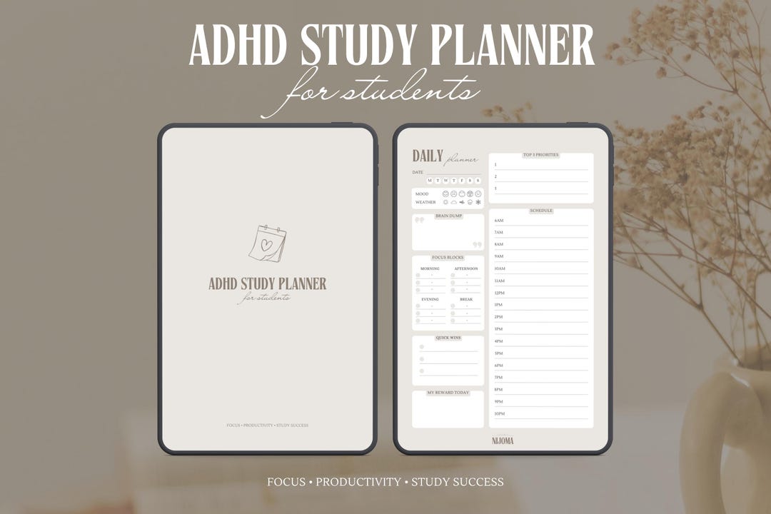 ADHD Digital Study Planner for Students | Undated Daily & Weekly ...