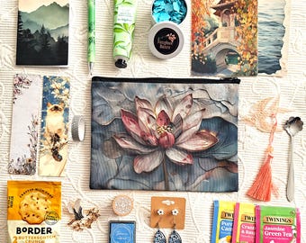 Serene Gift Box:  jewellery, beauty products, stationery & more. Nature, floral, beauty theme. Available in three sizes.