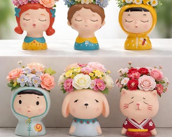 Cartoon Flower Pot: Character Vase for Succulents, Home Decor, Living Room Styling