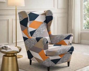 Stretchigt vingryggsskydd för fåtölj, löv, spandex, avtagbart, tvättbart, möbelskydd, modern inredning