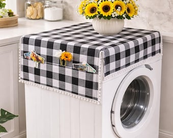 Tvättmaskinskydd Dammskydd Kylskåpsskydd med fickor Multifunktionell organiseringsduk för apparater