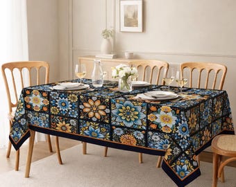 Nappe mandala bohème imperméable résistante aux taches rectangulaire en polyester, décoration de salle à manger de fête, couverture élégante