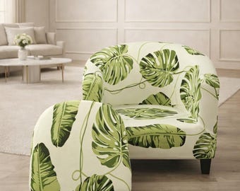 2PC Stretch Club Chair Covers Spandex Slipcover Armchair Protector Non Slip Washable Furniture Cover