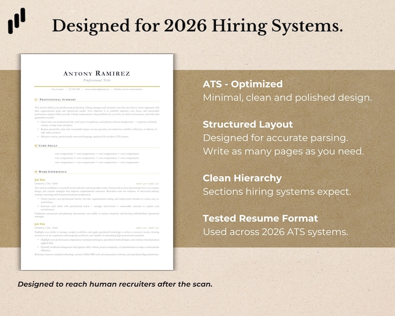 2026 ATS Resume Template Bundle | Professional CV + Cover Letter | Word ...