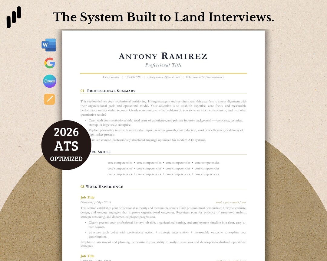 2026 ATS Resume Template Bundle | Professional CV + Cover Letter | Word ...
