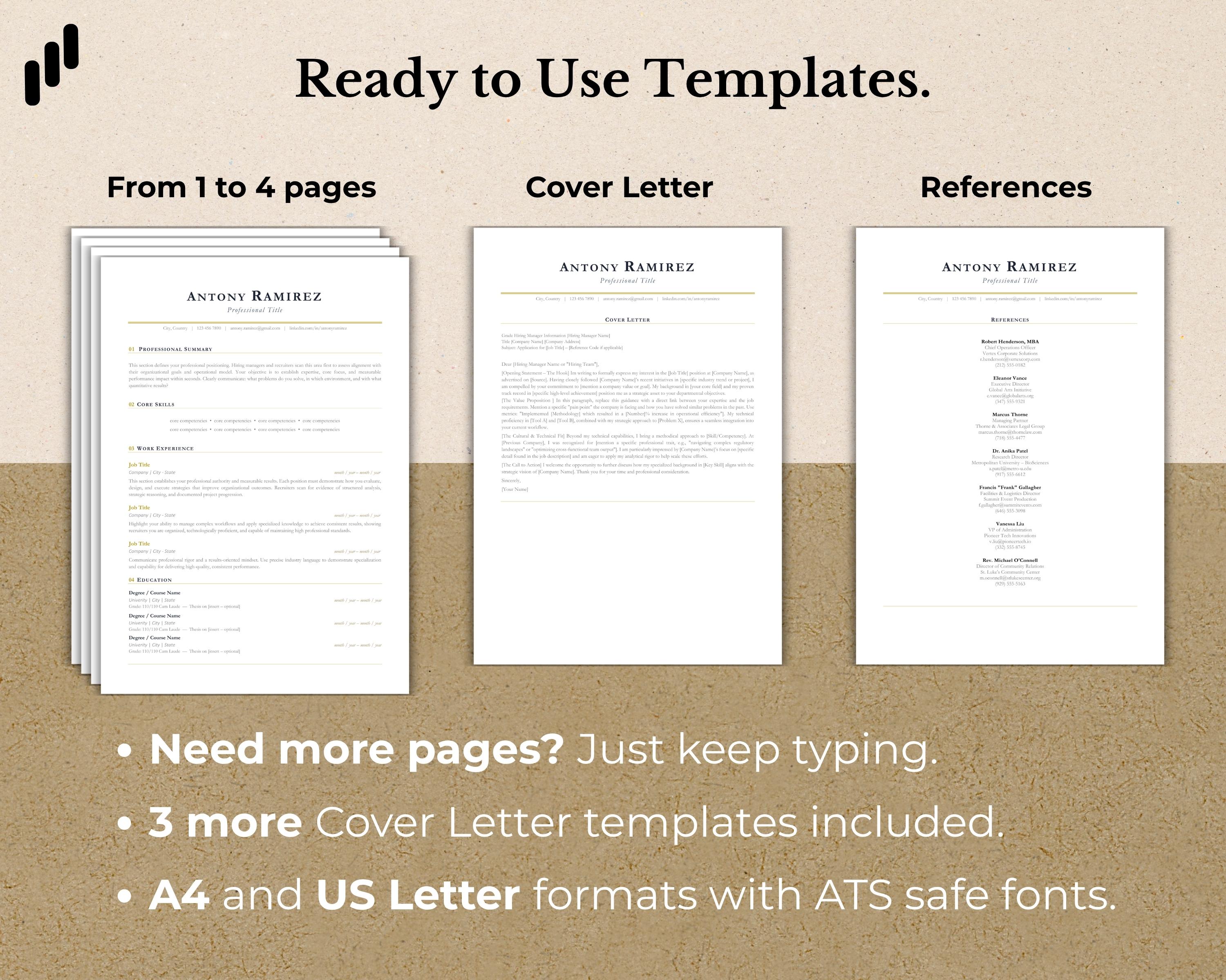 2026 ATS Resume Template Bundle | Professional CV + Cover Letter | Word ...