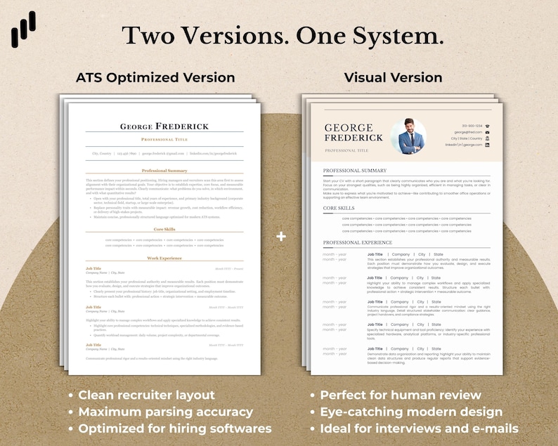 Visual Ats Engineer 2026 Bundle ATS Resume Template | Professional CV + Visual Resume ...