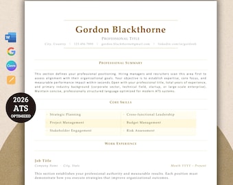 2026 Professional Resume Template Bundle | ATS CV + Cover Letter + Free ...