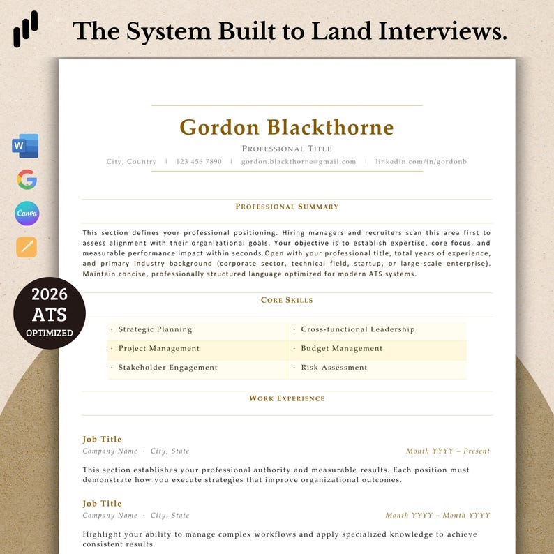 2026 ATS Resume Template Bundle | ATS Friendly + Visual CV | Word ...