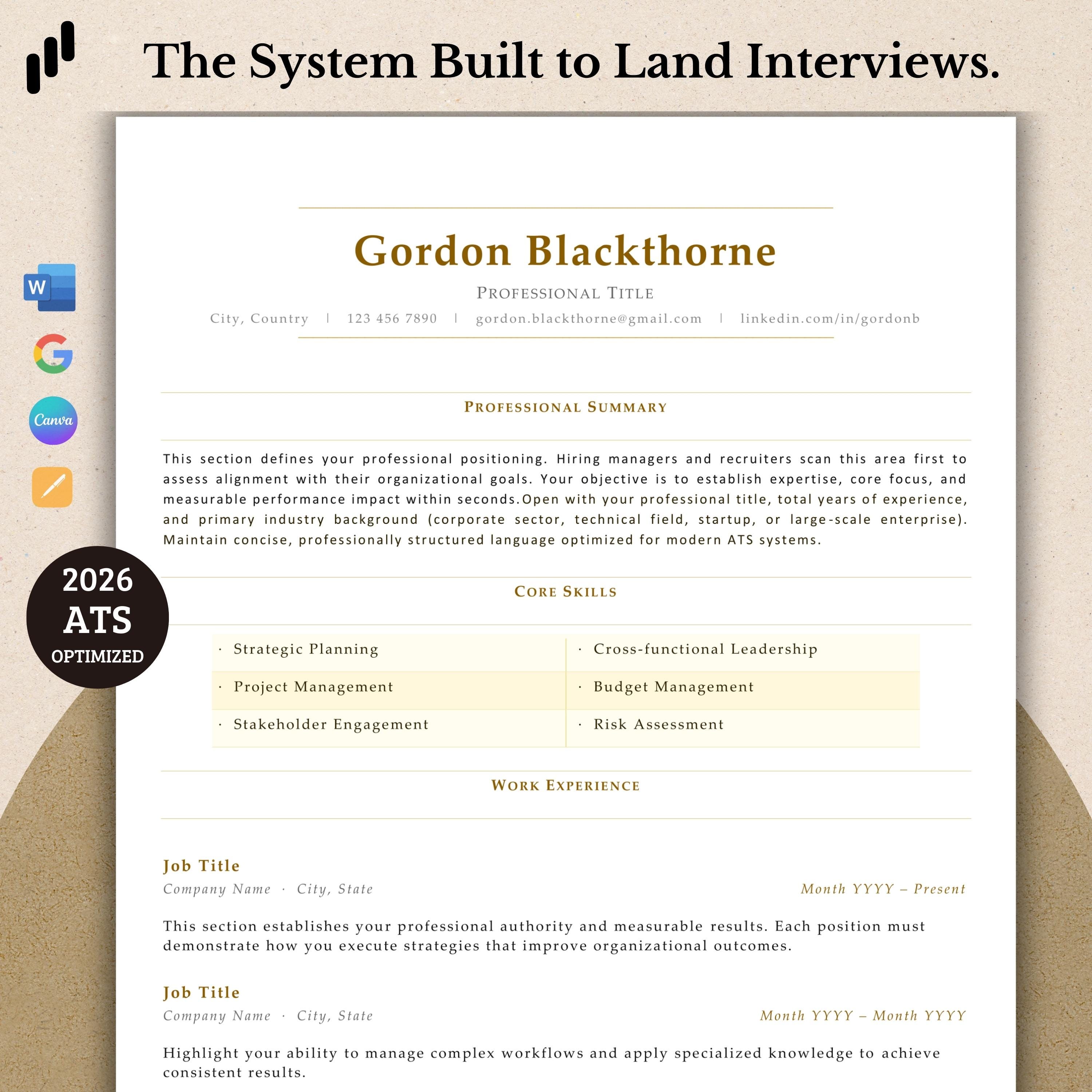 2026 ATS Resume Template Bundle | ATS Friendly + Visual CV | Word ...