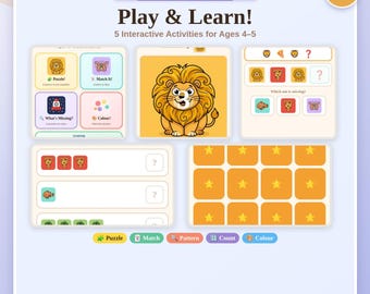 Kinderaktivitätsspiel | Puzzle,Match,Muster,Zählen,Farbe (Digitaler Download)