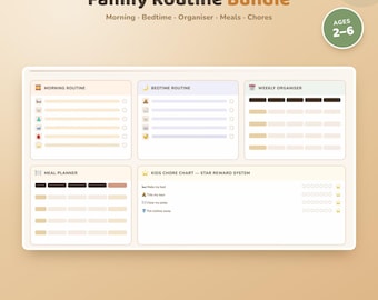 Morgen-Routine-Diagramm | Kleinkind Haushalt, Mahlzeit Planer Bundle (Instant Download)