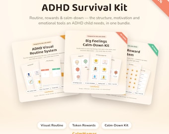 ADHD Bundle, visuelle Routine, Token Belohnungen, Calm Down Kit für Kinder (digitaler Download)