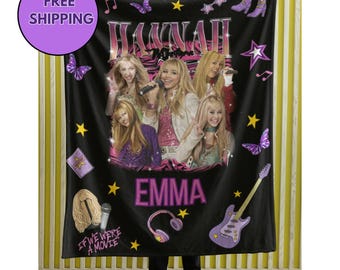 Copertina per neonati personalizzata con il nome di Hannah Montana / Un regalo originale e morbido