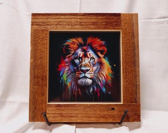 Reclaimed wood picture frame for 20 x 20 cm