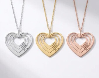 Collana con cuore personalizzata con incisione gratuita - Ciondoli coordinati per coppia - Gioielli personalizzati per lui e per lei