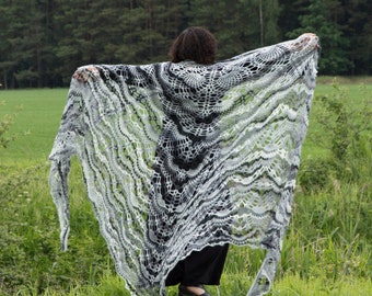 Crochet Triangle Shawl Winter Accessory Mohair Shawl Lace Shawl Throw Plus Size Crochet Large Shawl Giant Shawl XXXLarge