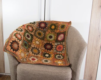Crochet Granny Square Blanket, Crochet Baby Blanket, Lap Blanket, Handmade Blanket, Home Warming Gift - Autumn Colors
