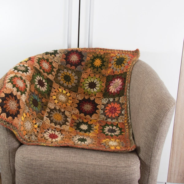 Crochet Granny Square Blanket, Crochet Baby Blanket, Lap Blanket, Handmade Blanket, Home Warming Gift - Autumn Colors