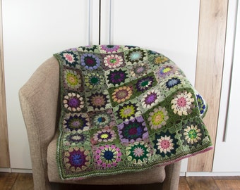 Crochet Granny Square Blanket,Crochet Baby Blanket, Wool Blanket, Mohair Blanket, Lap Blanket,Throw - Colorful