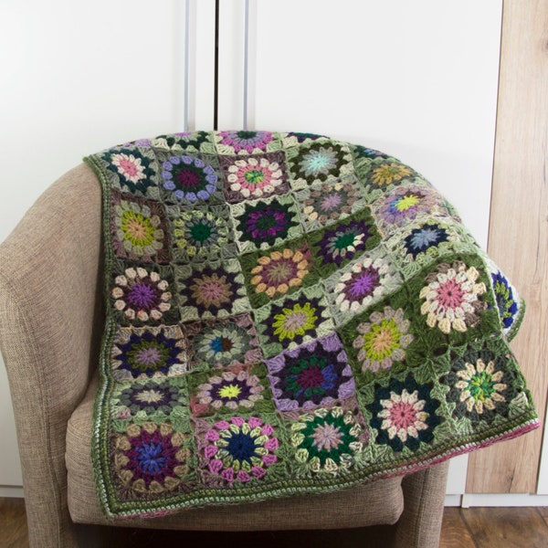 Crochet Granny Square Blanket,Crochet Baby Blanket, Wool Blanket, Mohair Blanket, Lap Blanket,Throw - Colorful