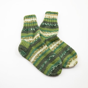 Knitted Wool Socks - Size Medium, Small, Shades of Green.
