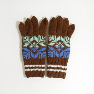 Hand Knitted Gloves Brown, Size Medium image 2