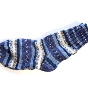 Knitted Wool Socks - Size L (11 3/8&quot;, 29 cm)Blue and Gray.