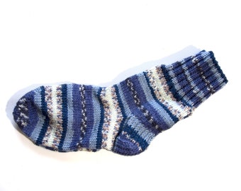 Knitted Wool Socks - Size L (11 3/8", 29 cm)Blue and Gray.