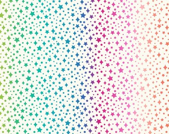 Rainbow Stars Cotton Fabric, Over the Rainbow by Lewis & Irene