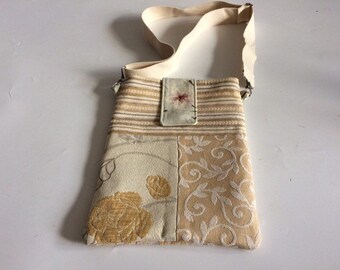 Recycled Upholstery Fabric Bag No. 8 With Gentle Flowers