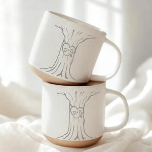 Personalized Printed Heart Tree Couple Mug, Custom Ceramic Mug, Anniversary Pottery Mug Coffee Cup, Funny Wedding Gifts, Bridal Shower Gifts