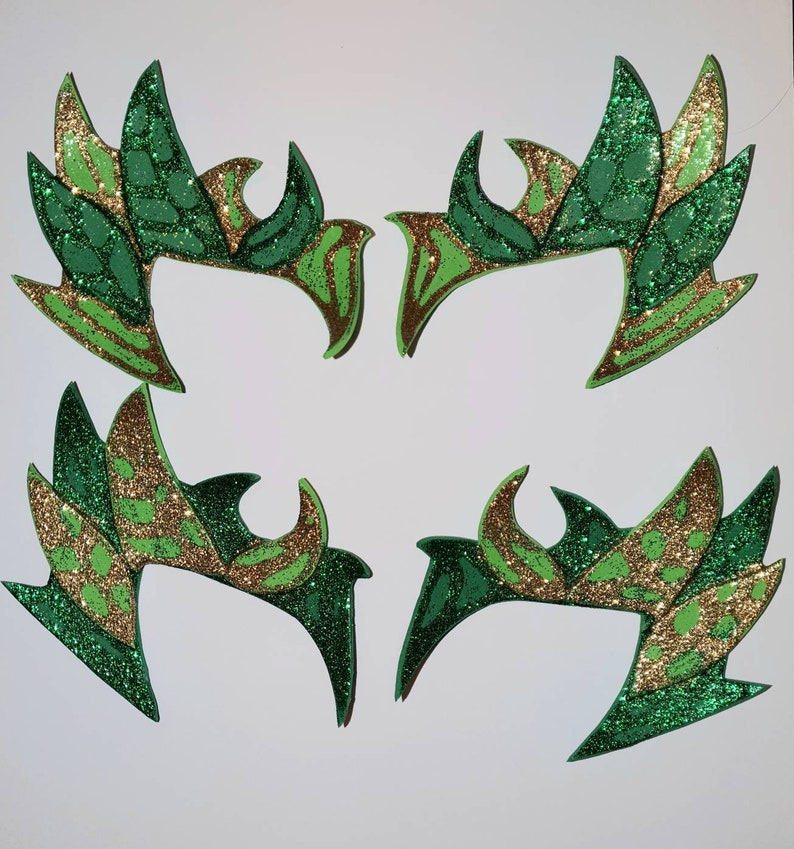 Poison Ivy Inspired Cosplay Costume Eyebrows / Mask Green Glittery 2 Tone FREE UK Delivery image 1