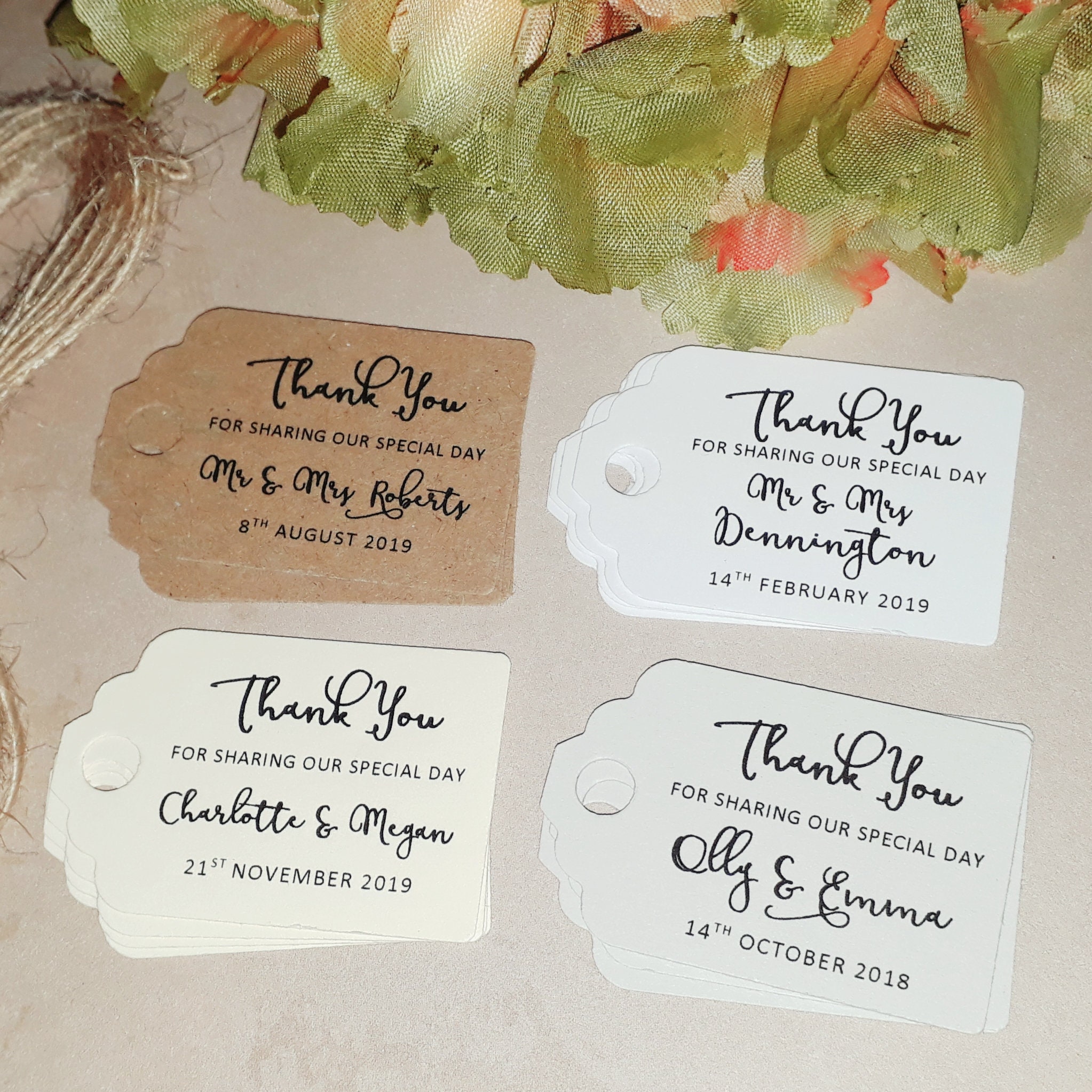 Small Thank you for sharing special day SLTY12 Wedding Favour Tags Personalised 