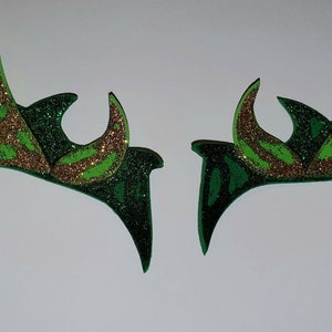 Poison Ivy Inspired Cosplay Costume Eyebrows / Mask Green Glittery 2 Tone FREE UK Delivery Dark Green Base