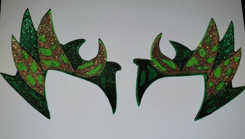 Poison Ivy Inspired Cosplay Costume Eyebrows / Mask Green Glittery 2 Tone FREE UK Delivery Dark Green Base