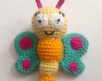 Crochet Butterfly Pattern  rattle photo prop toy doll