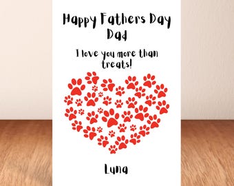 Personalised Pet Fathers Day Card, Card From Dogs Or Cats, Fur Babies, Greeting Card.