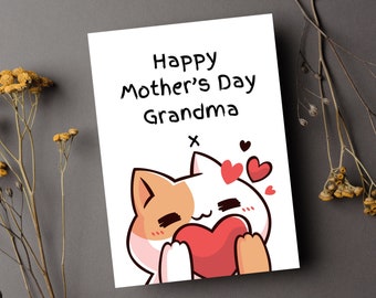 Cute Cat Mother's Day Card, Greeting Card, For Grandma