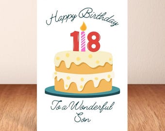 18th Birthday Card For Son: Happy Birthday Candles & Cake