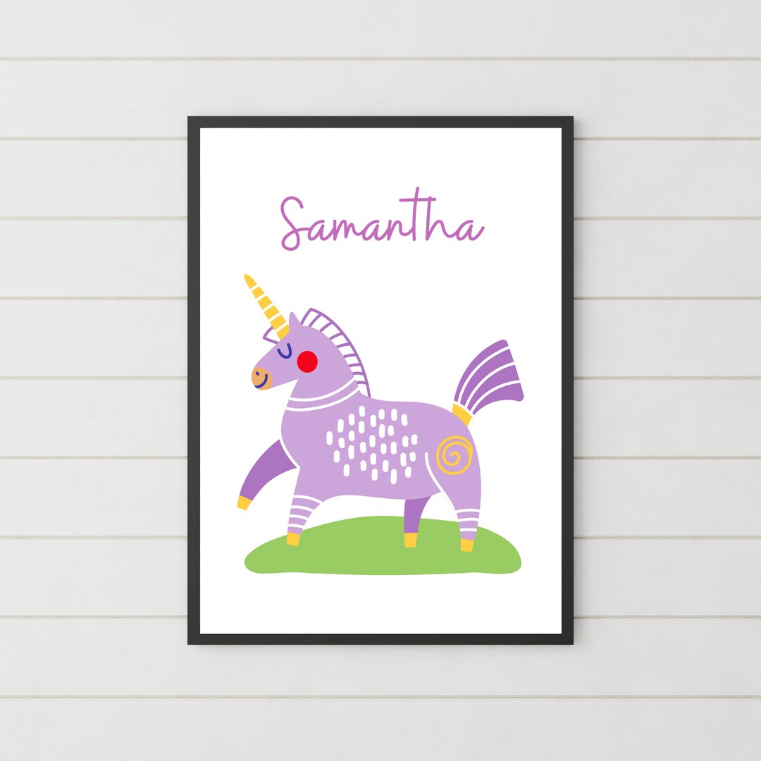 Personalised Unicorn Print, Unframed, Name Art, Childs Room, Nursery ...