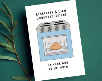 Personalised Congratulations On Your Bun In The Oven, Greeting Card, Mother To Be, Pregnancy Card.